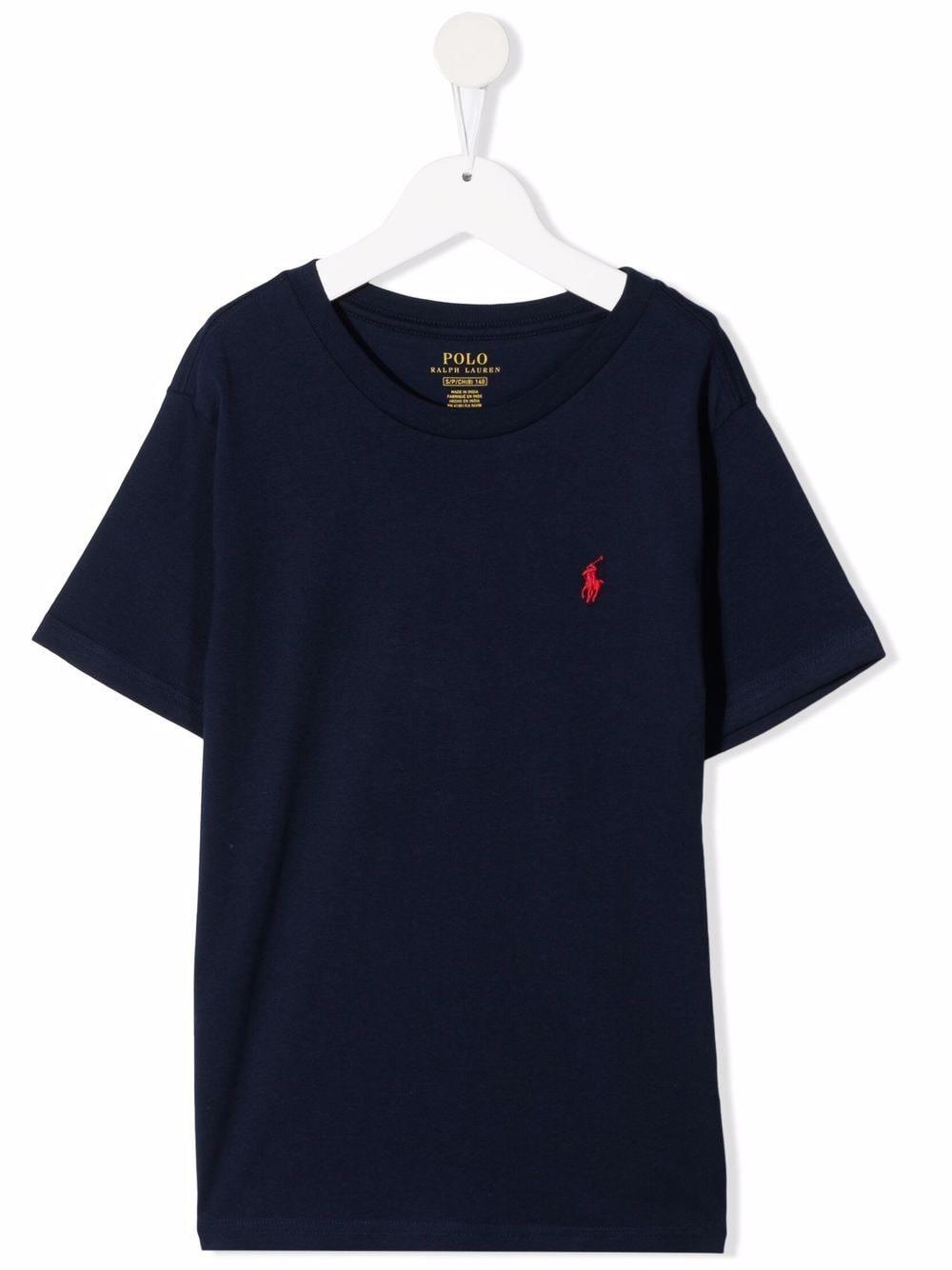 Shop Ralph Lauren Blue T-shirt With Red Logo