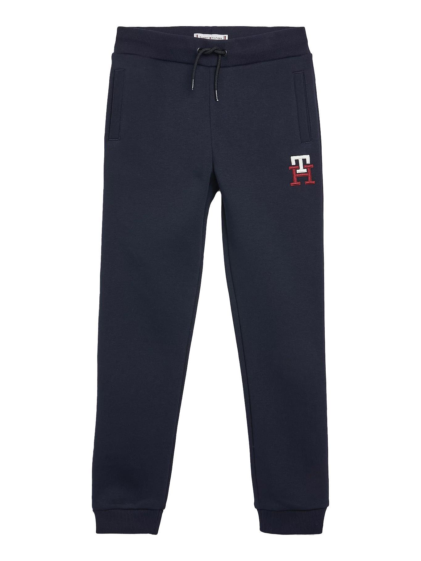 Tommy Hilfiger Junior Kids' Trousers With Embroidered Logo In Blu