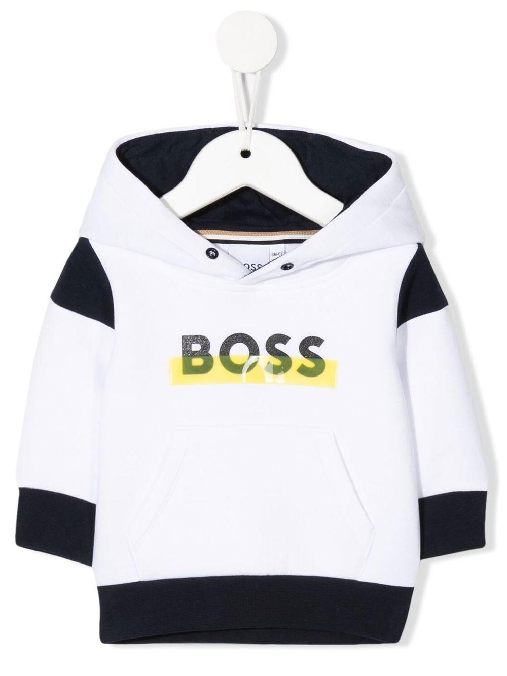 Hugo Boss Babies' Sweatshirt With Rubberized Logo In Bianco