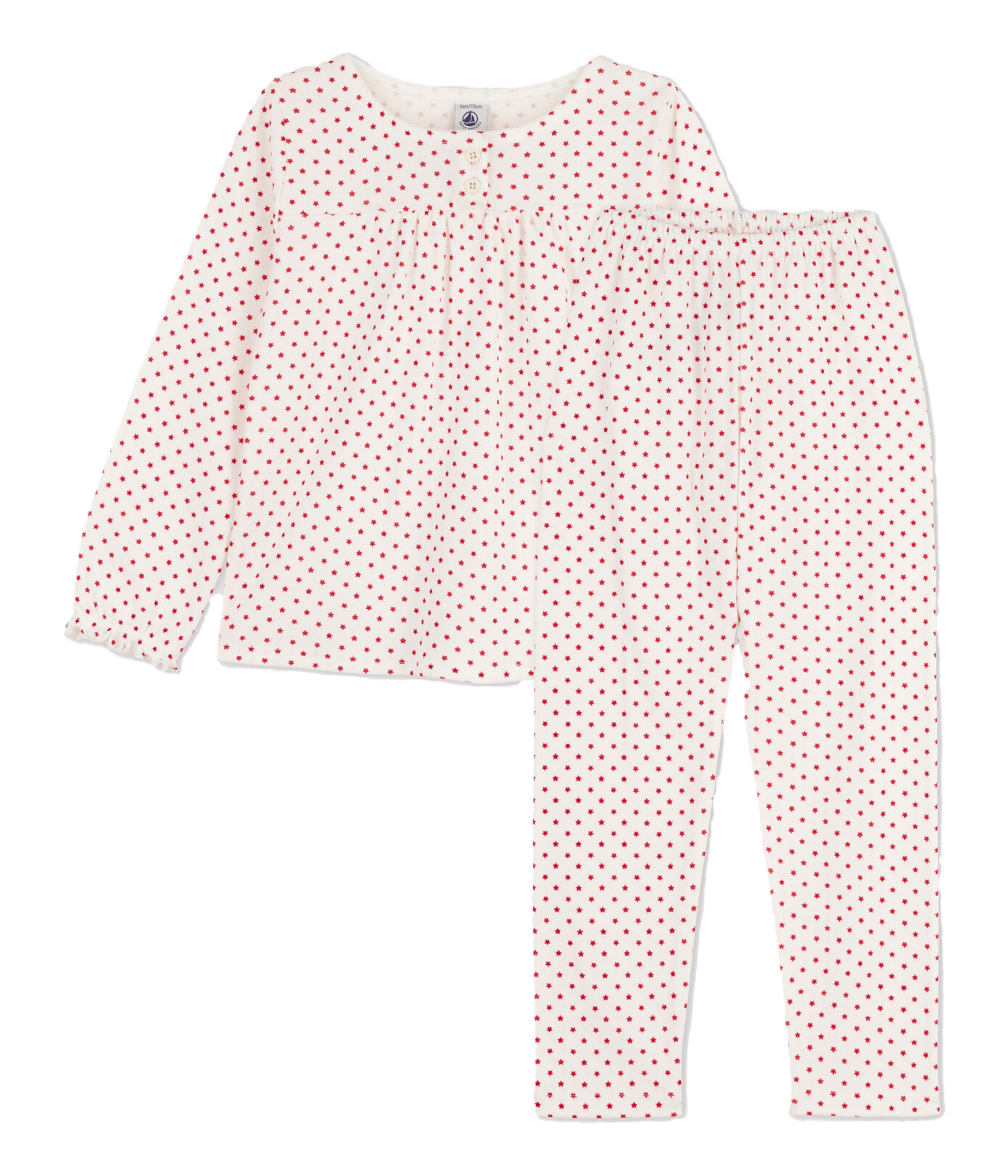 Petit Bateau Kids' Pajamas With Stars In Bianco