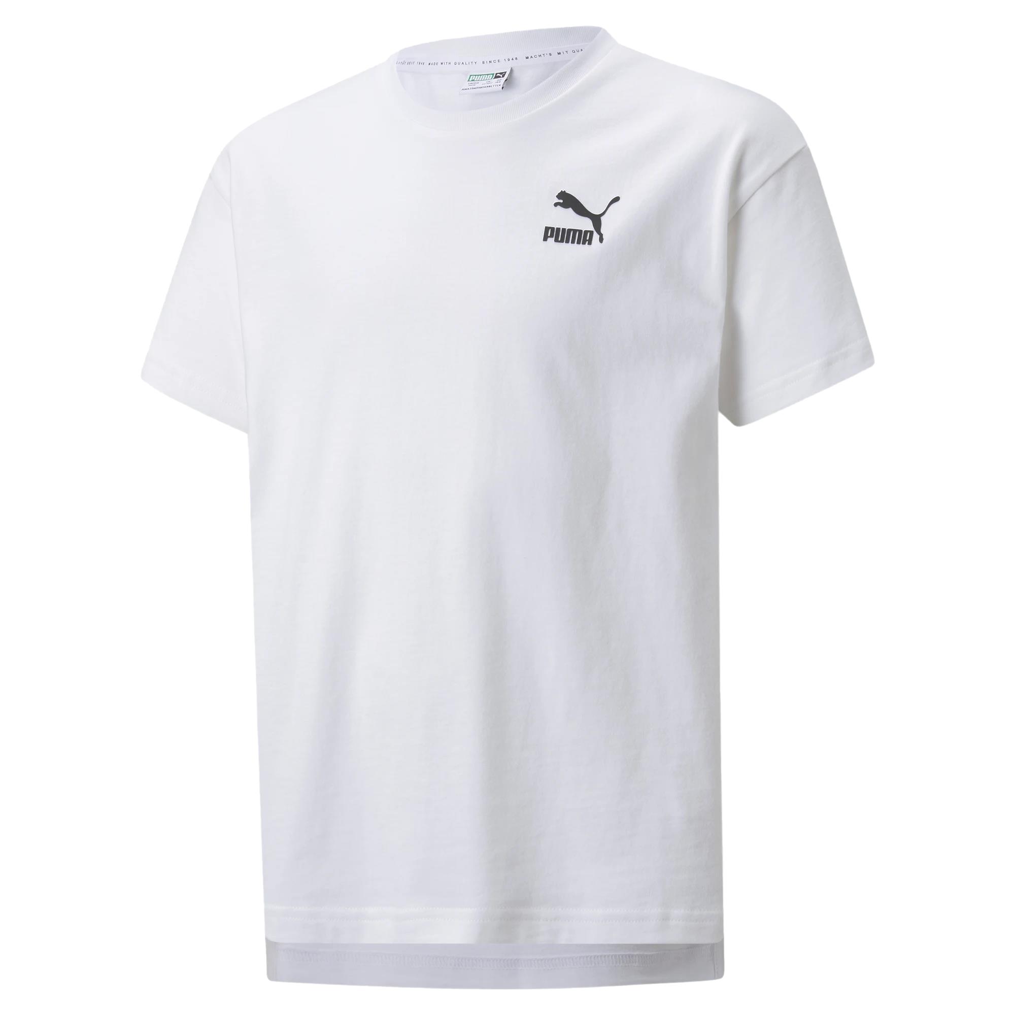 Puma Kids' White T-shirt With Black Logo In Bianco