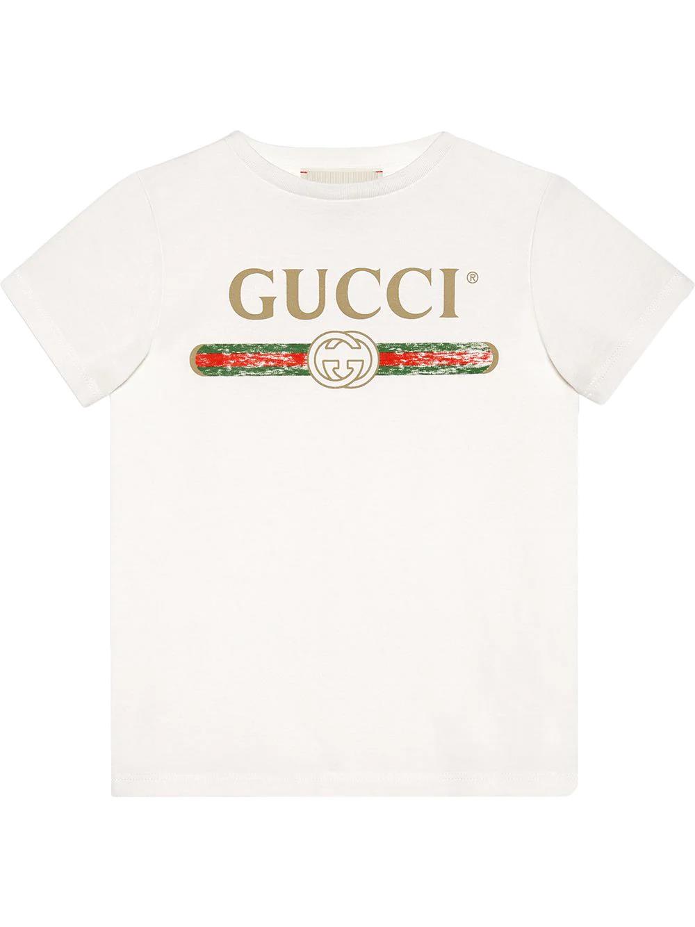 Shop Gucci T-shirt With Front Logo In Bianco