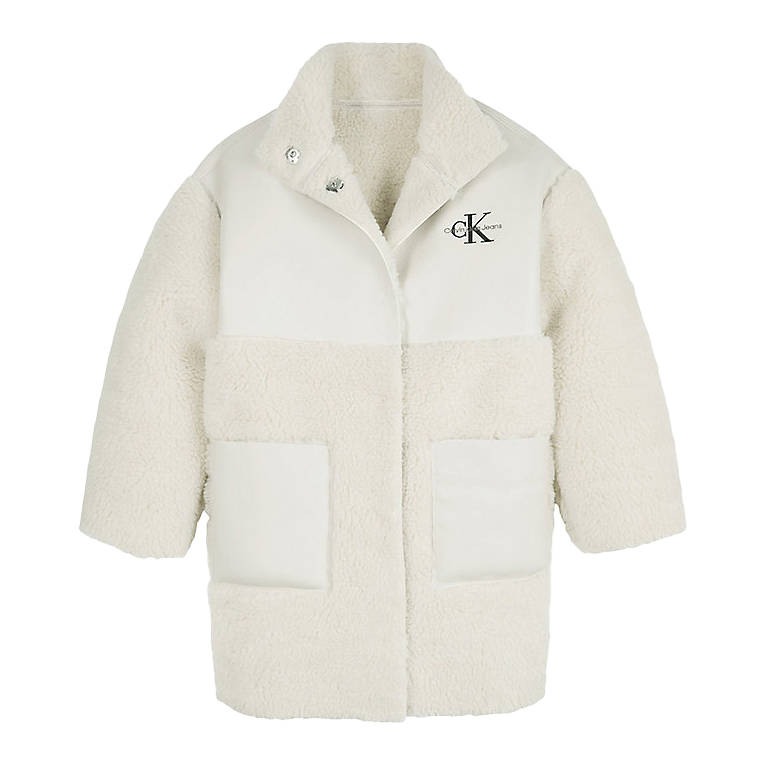 Calvin Klein Junior Kids' High Collar Coat In Panna
