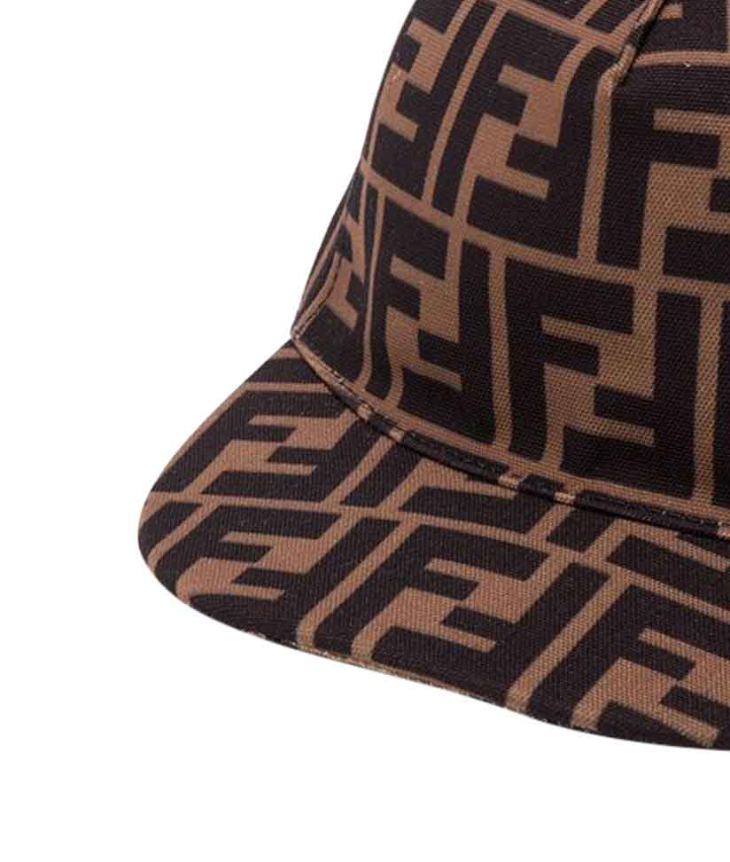Shop Fendi Logo Hat With Visor In Marrone