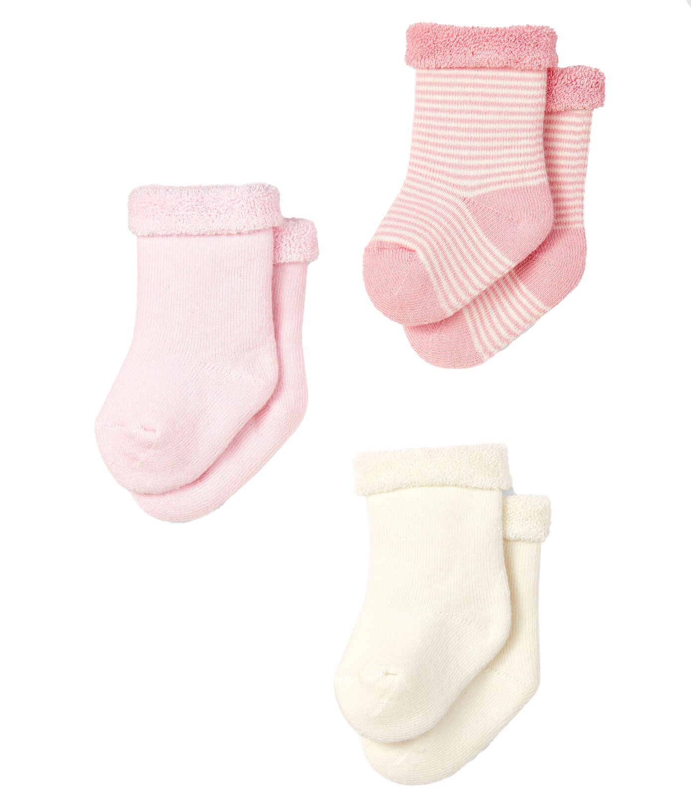 Petit Bateau Babies' Tri-pack Socks In Rosa