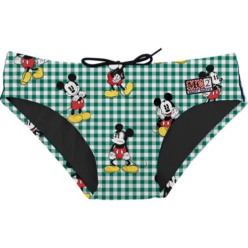 Mc 2 Saint Barth Kids' Slip Swimsuit With Mickey Mouse Print In Verde
