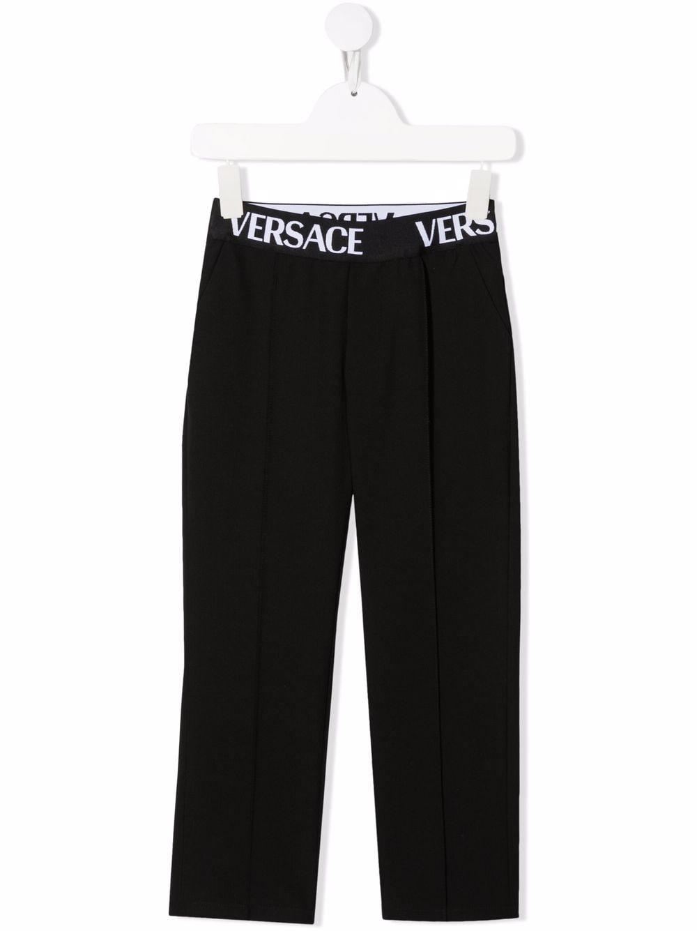 VERSACE TROUSERS WITH LOGOED ELASTIC