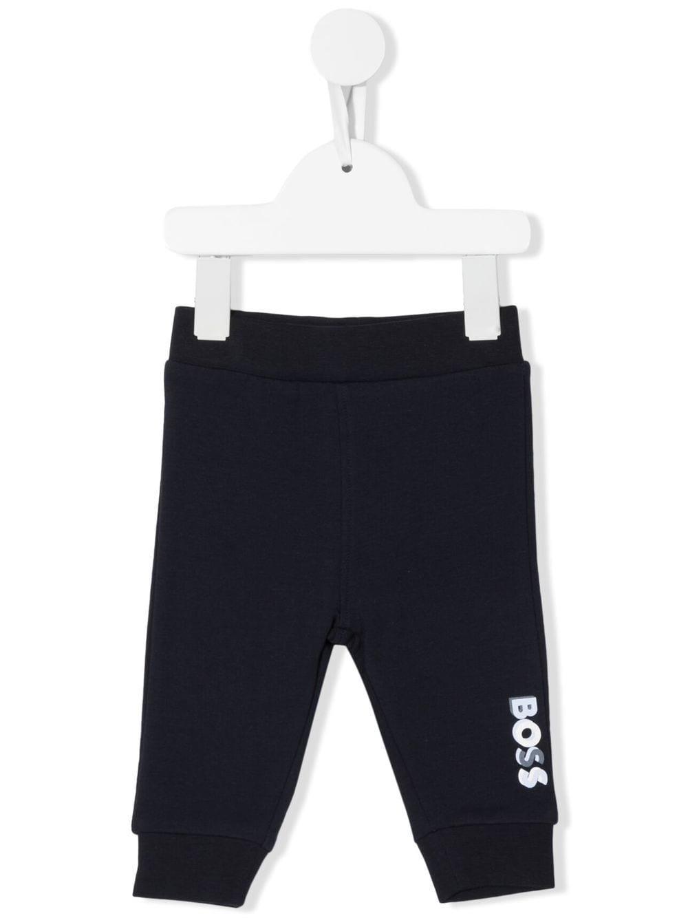 Hugo Boss Babies' Trousers With Logo On The Ankle In Blu