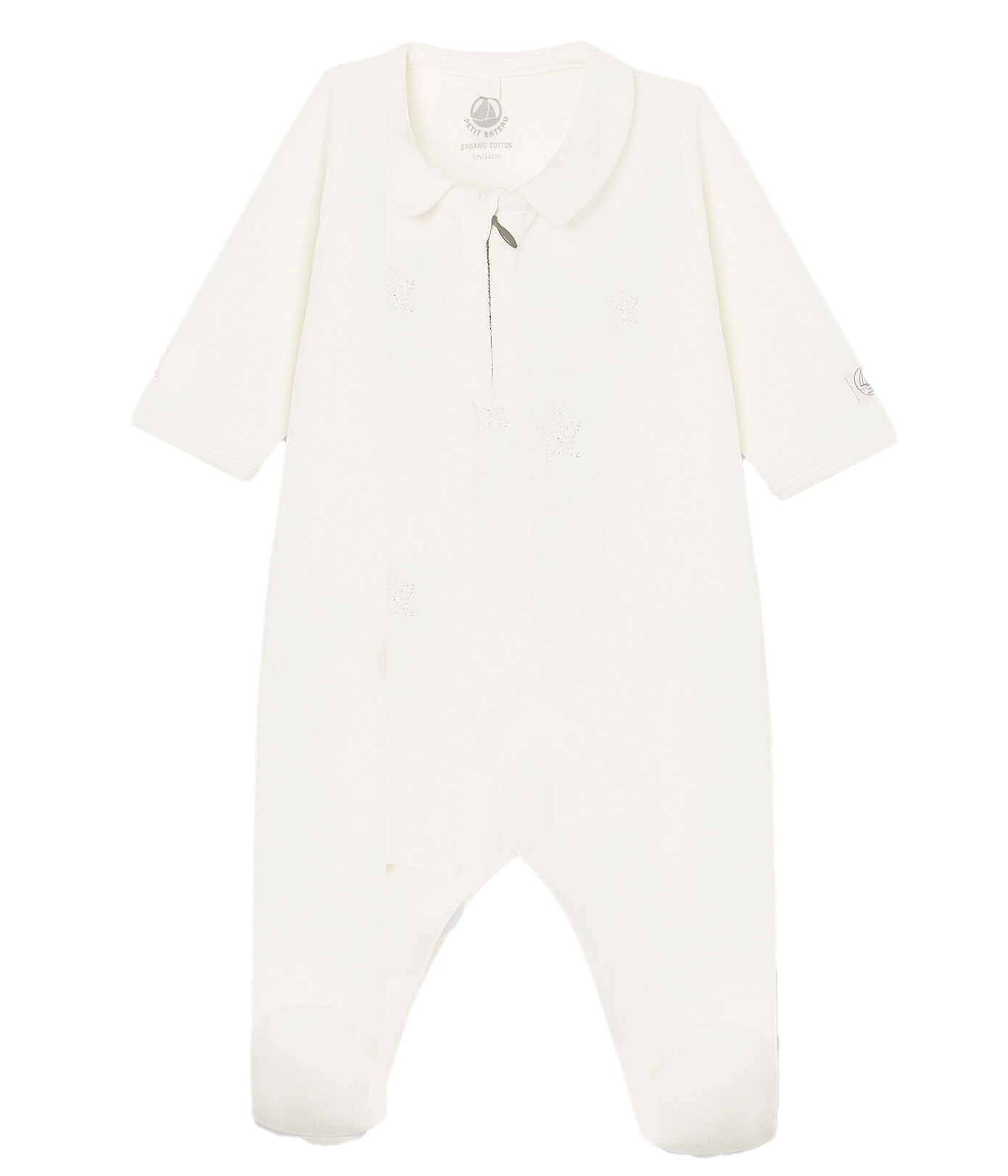 Petit Bateau Babies' Onesie With Silver Star In Bianco