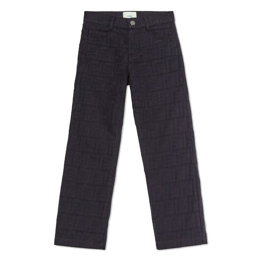 Fendi Trousers With All-over Monogram In Nero