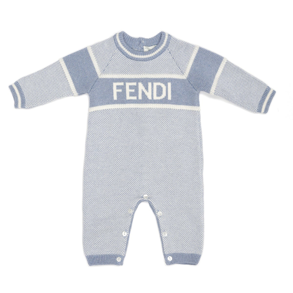 Fendi Light Blue Babygrow For Baby Boy In Cielo