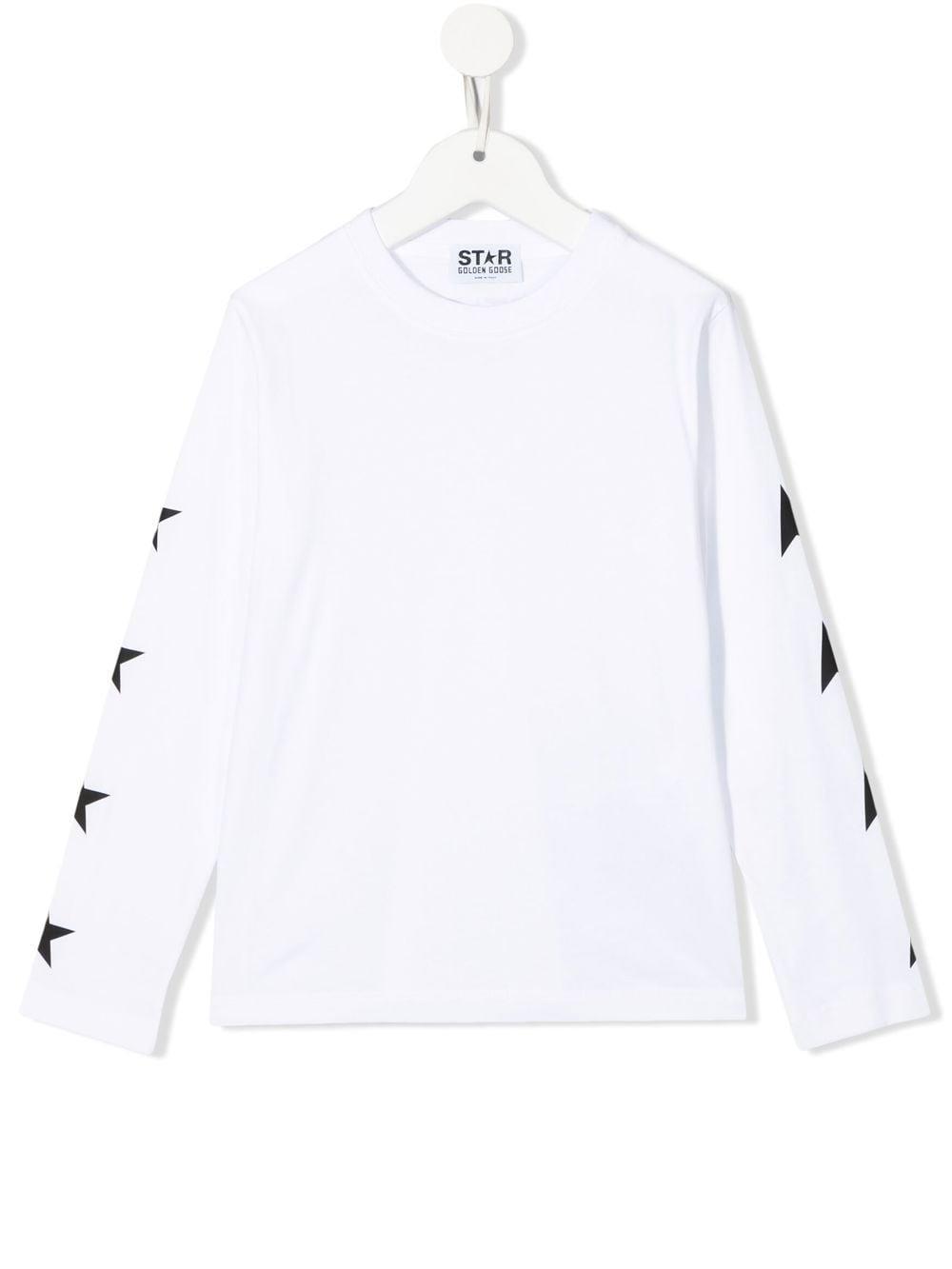 Shop Golden Goose T-shirt With Stars On The Arms In Bianco