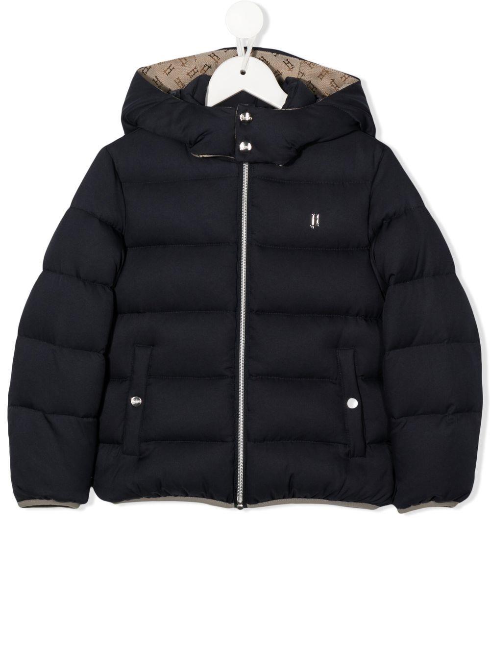Shop Herno Down Jacket With Removable Hood In Blu