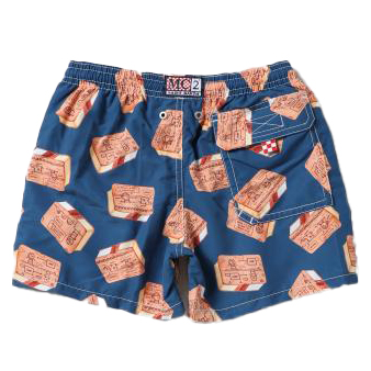 Shop Mc 2 Saint Barth Boxer Swimsuit With Biscuit Ice Cream Print In Blu