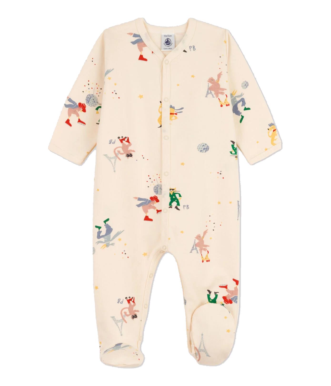 Petit Bateau Babies' Onesie With Animals In Panna