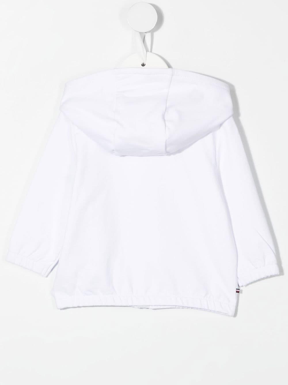 Shop Tommy Hilfiger Junior White Sweatshirt With Logoed Hood In Bianco