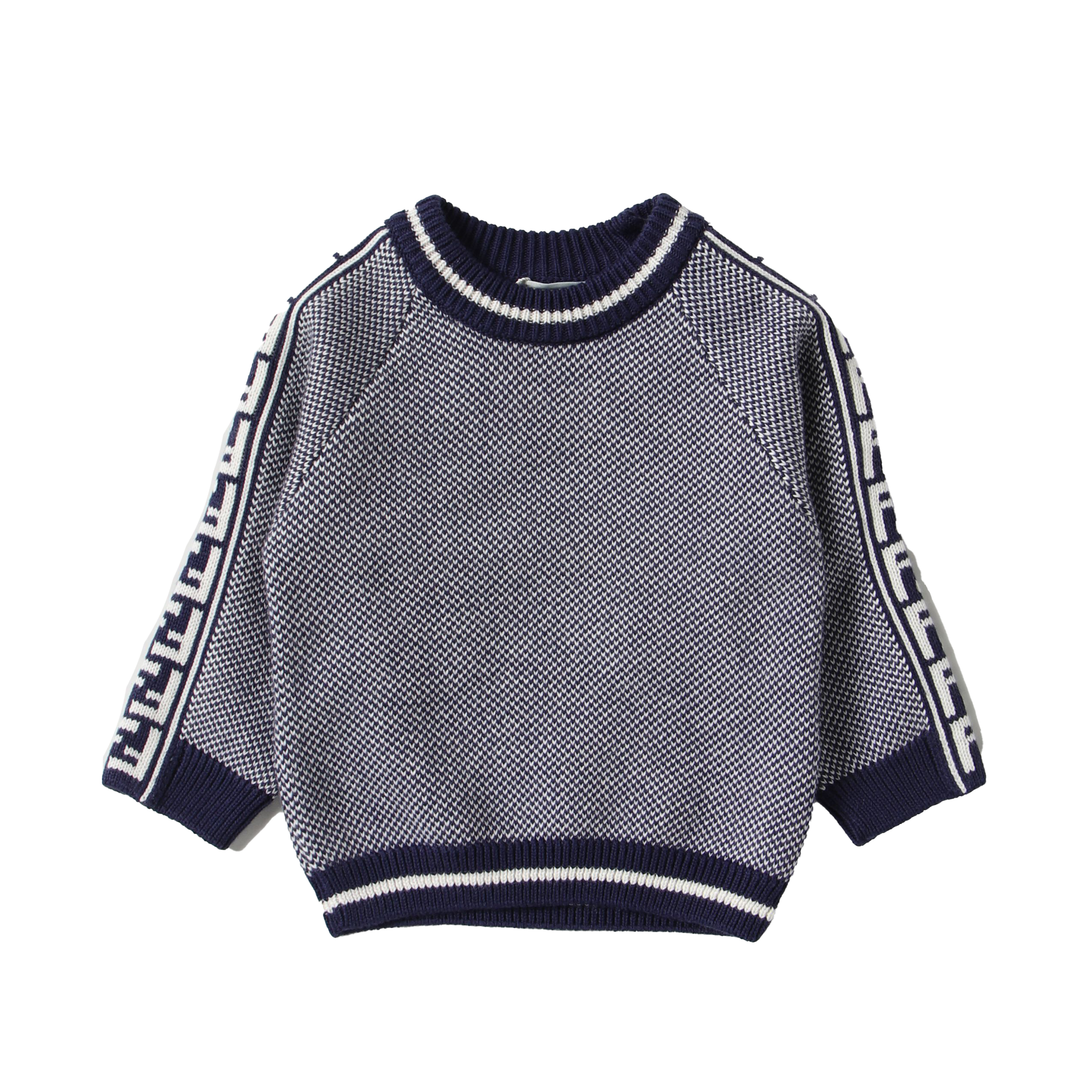 Fendi Babies' Sweater With Logos On The Sleeves In Blu