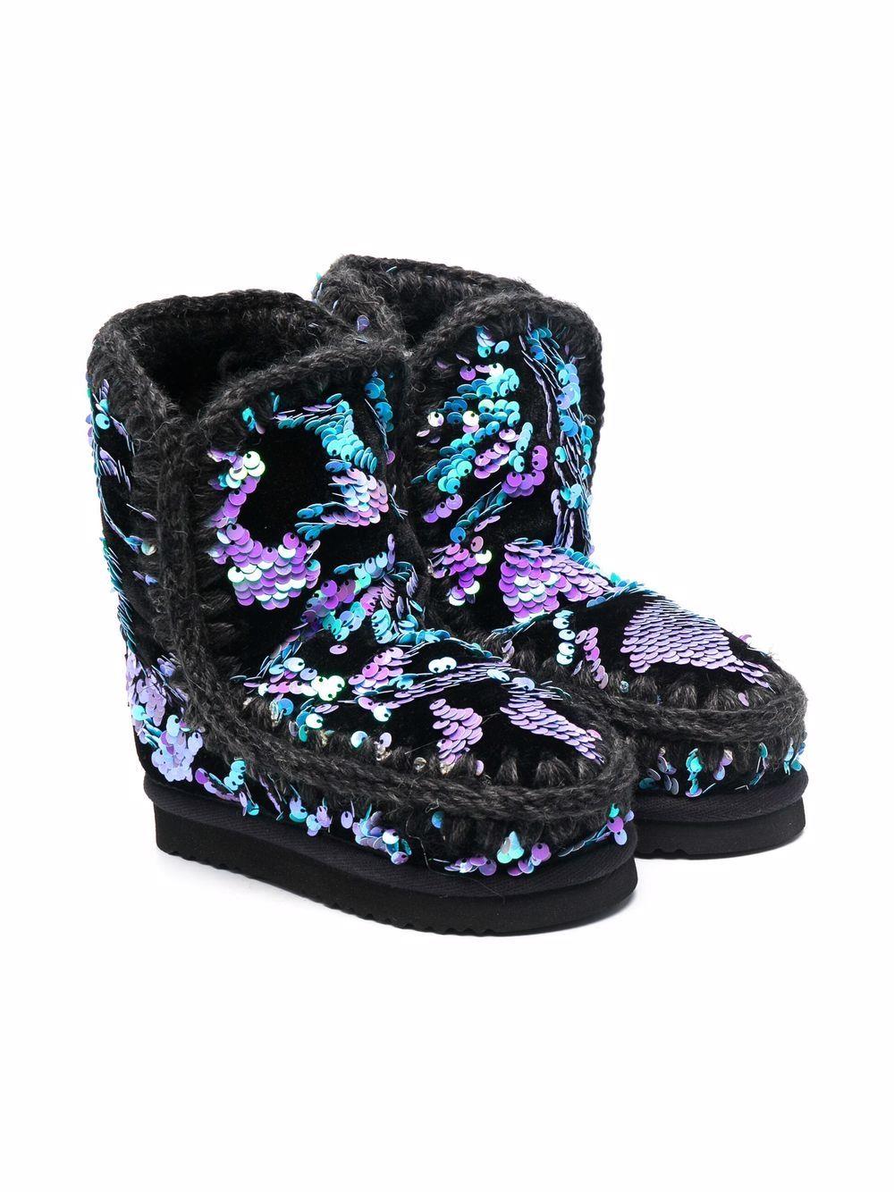 Shop Mou Eskimo Boots With Sequins In Nero