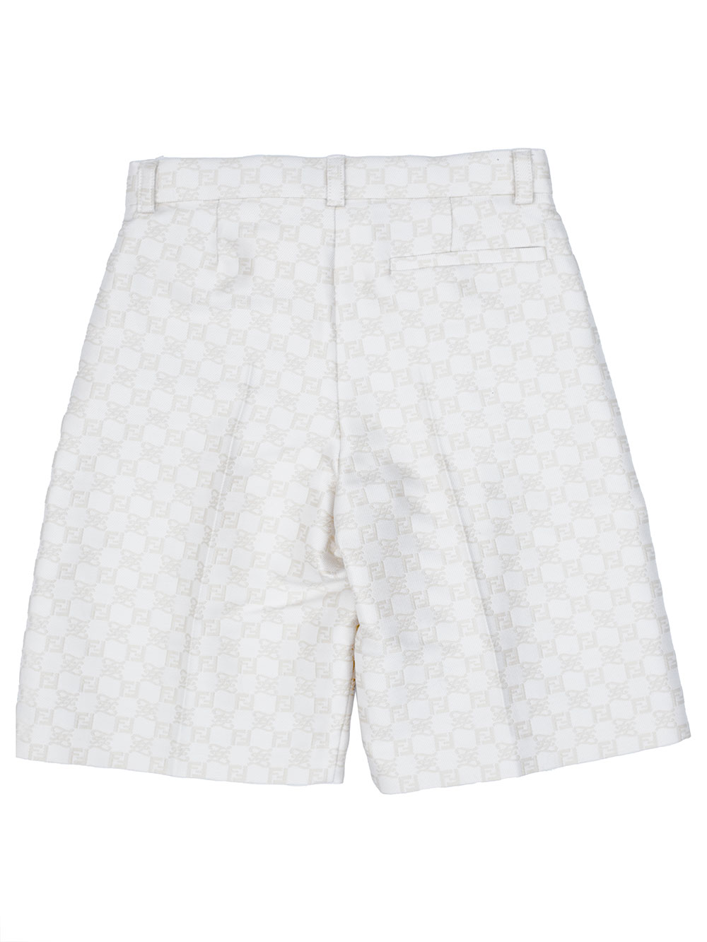 Shop Fendi Shorts With All-over Logo In Panna