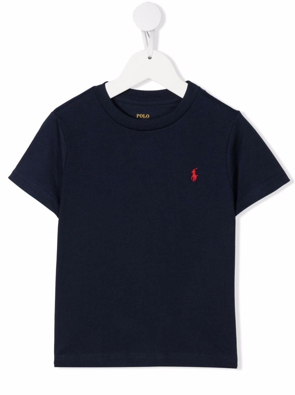 Ralph Lauren T-shirt Blu Con Logo Rosso