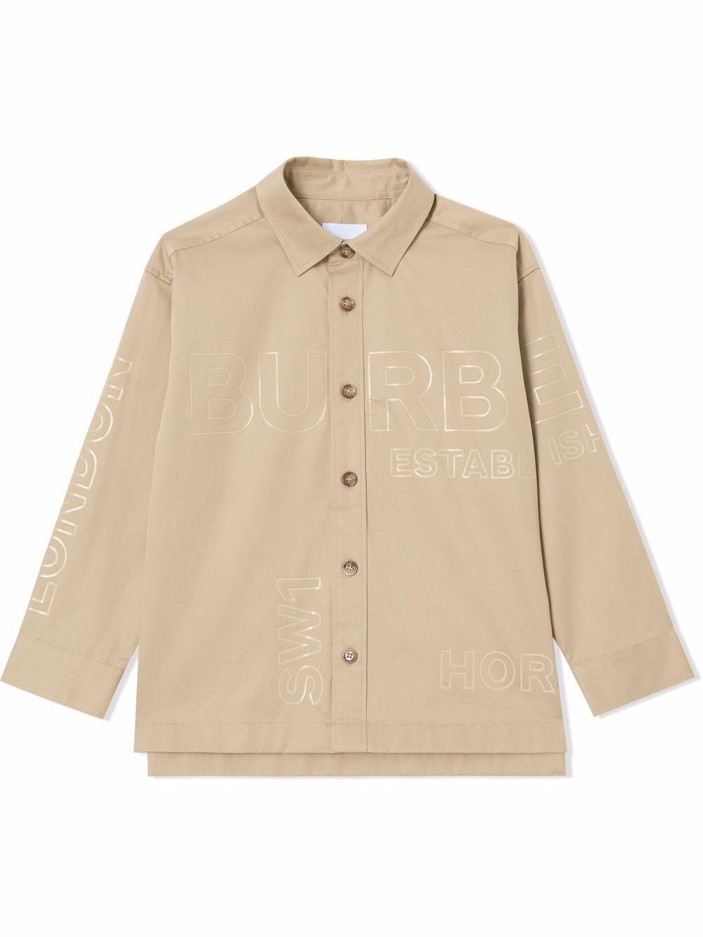 Burberry Kids' Shirt With Tone-on-tone Logo In Beige