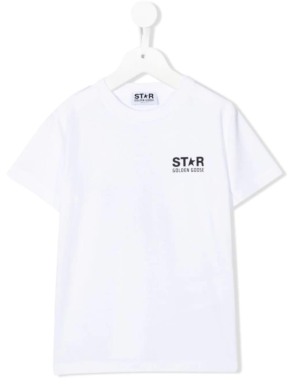 Shop Golden Goose T-shirt With Star On The Back In Bianco