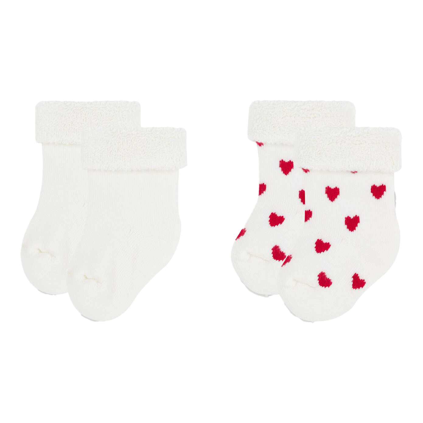 Petit Bateau Babies' Bi-pack Socks With Hearts In Bianco