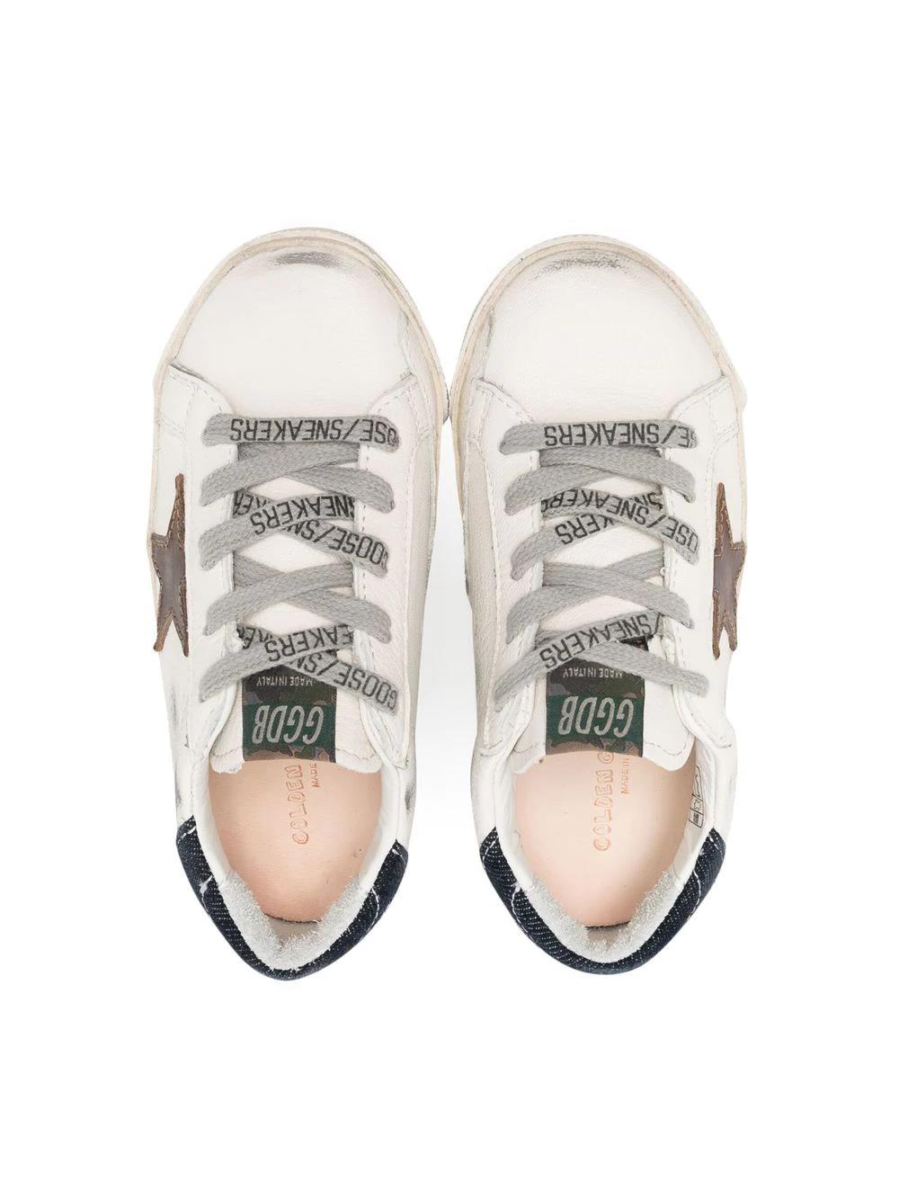 Shop Golden Goose Sneakers With Denim Heel In Bianco
