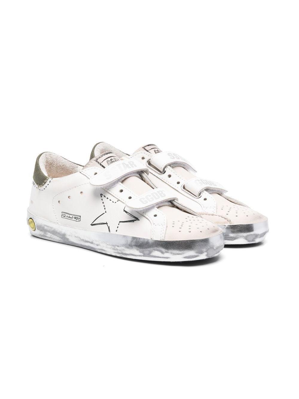 Golden Goose Kids' Sneakers With Silver Details In Bianco