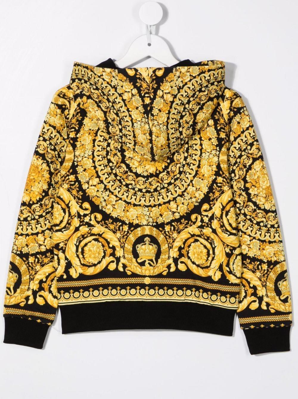 Shop Versace Baroque Hooded Sweatshirt In Nero
