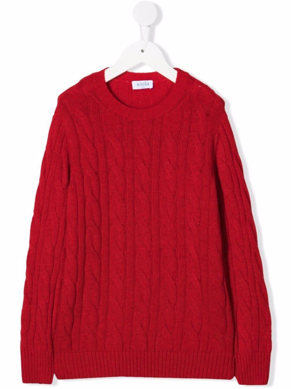 Siola Sweater With Braids In Rosso
