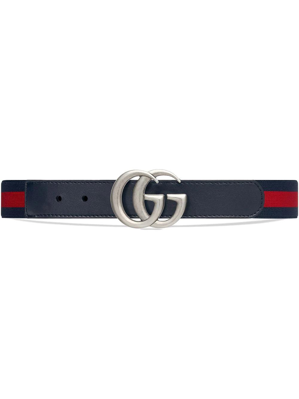 Gucci Kids' Elasticated Belt With Gg Buckle In Blu