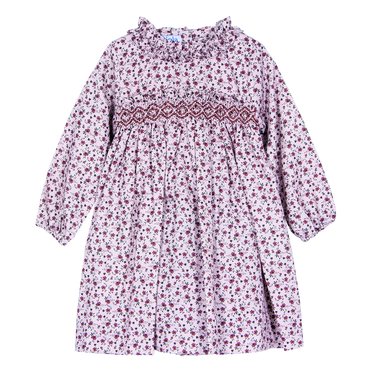Siola Babies' Floral Dress With Long Sleeves In Rosa