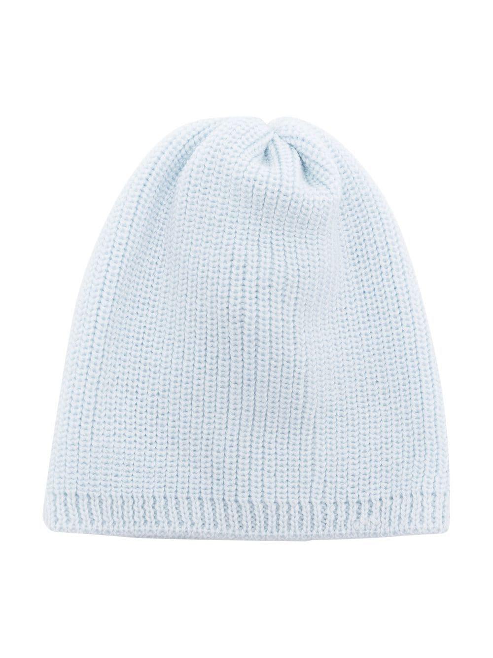 Little Bear Babies' Solid Color Ribbed Hat In Cielo