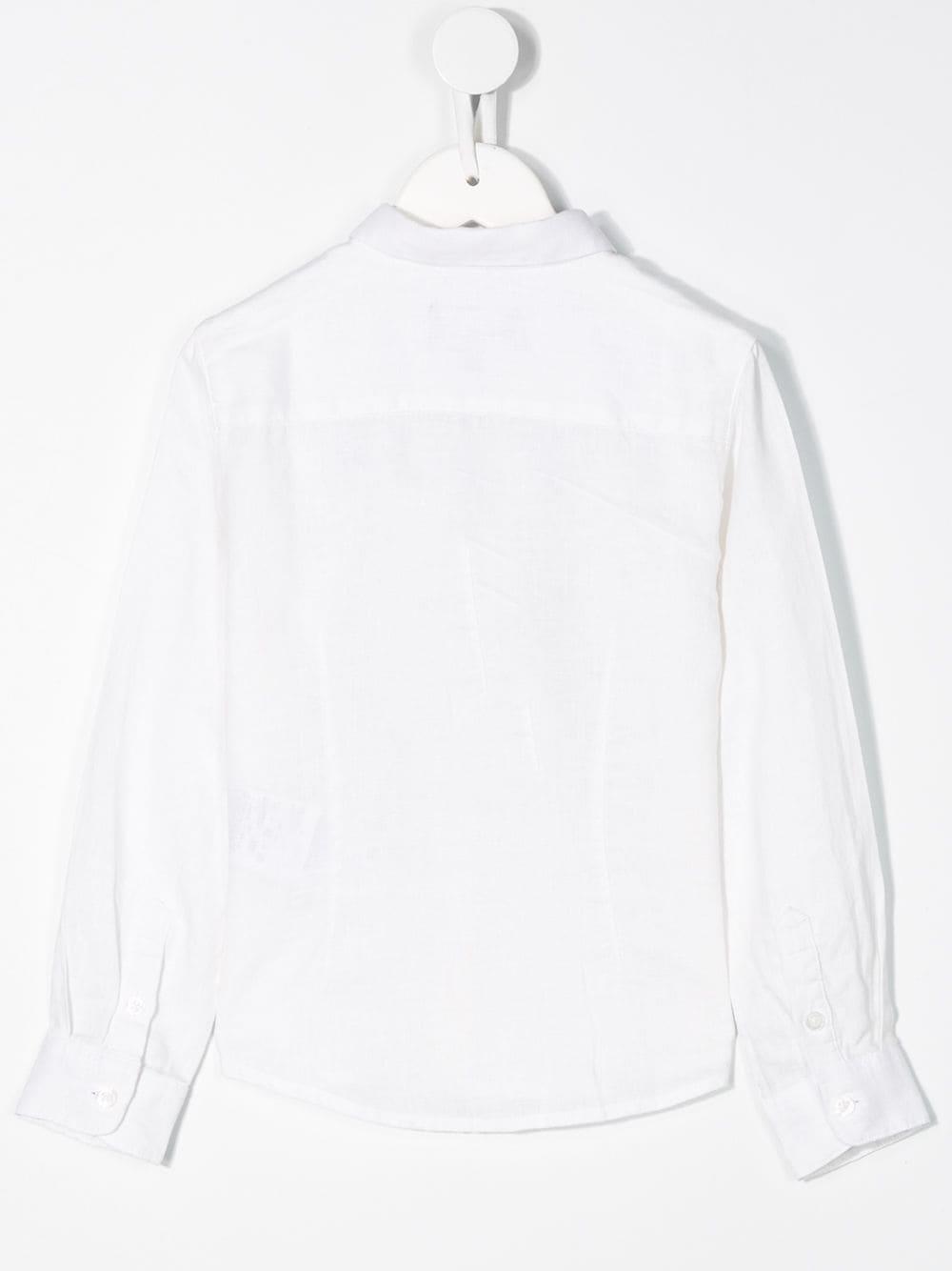 Shop Armani Junior Linen Shirt In White