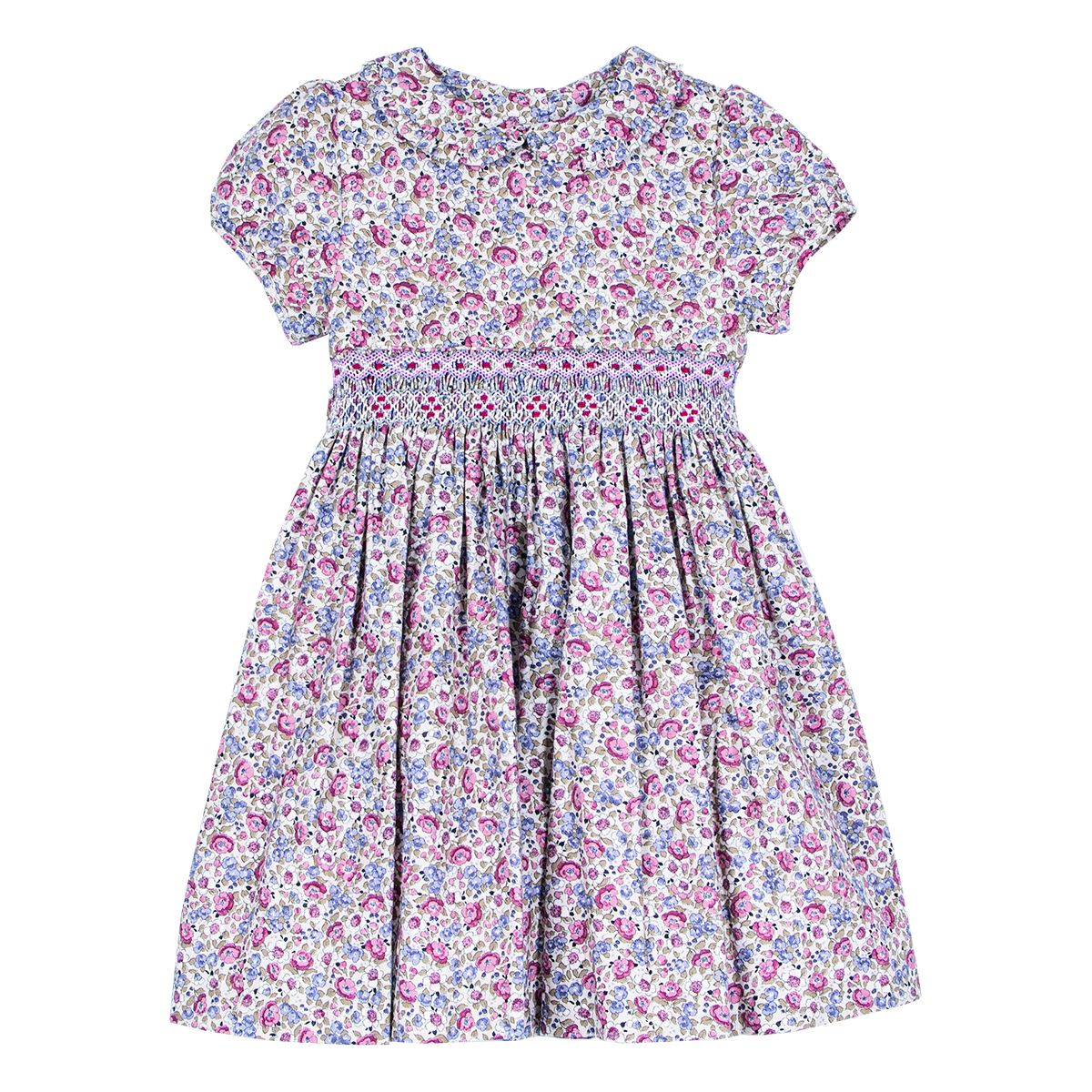 Siola Kids' Dress With Floral Pattern In Bianco