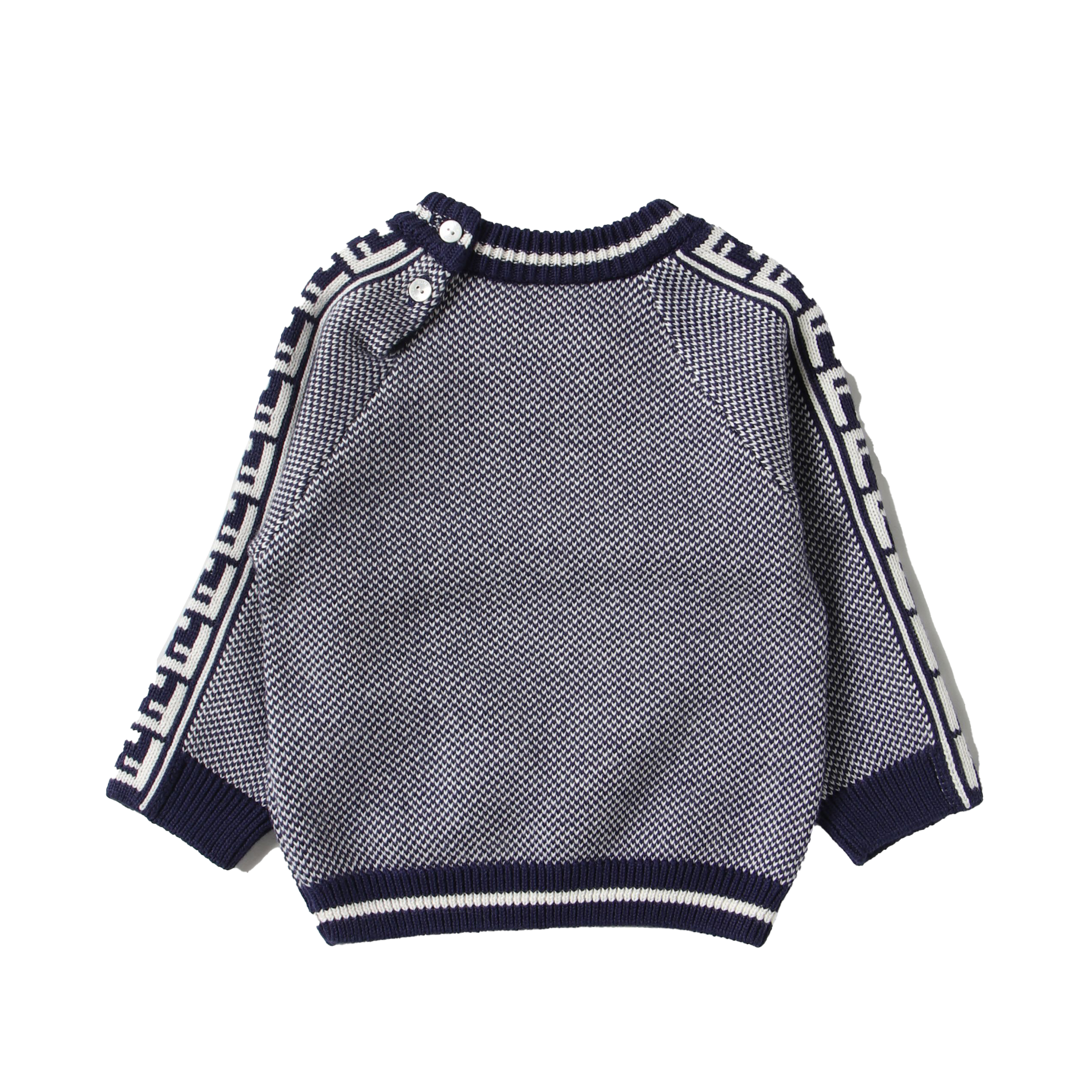 Shop Fendi Sweater With Logos On The Sleeves In Blu
