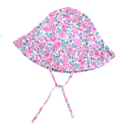 Pesciolino Rosso Kids' Hat With Pink Flowers In Rosa