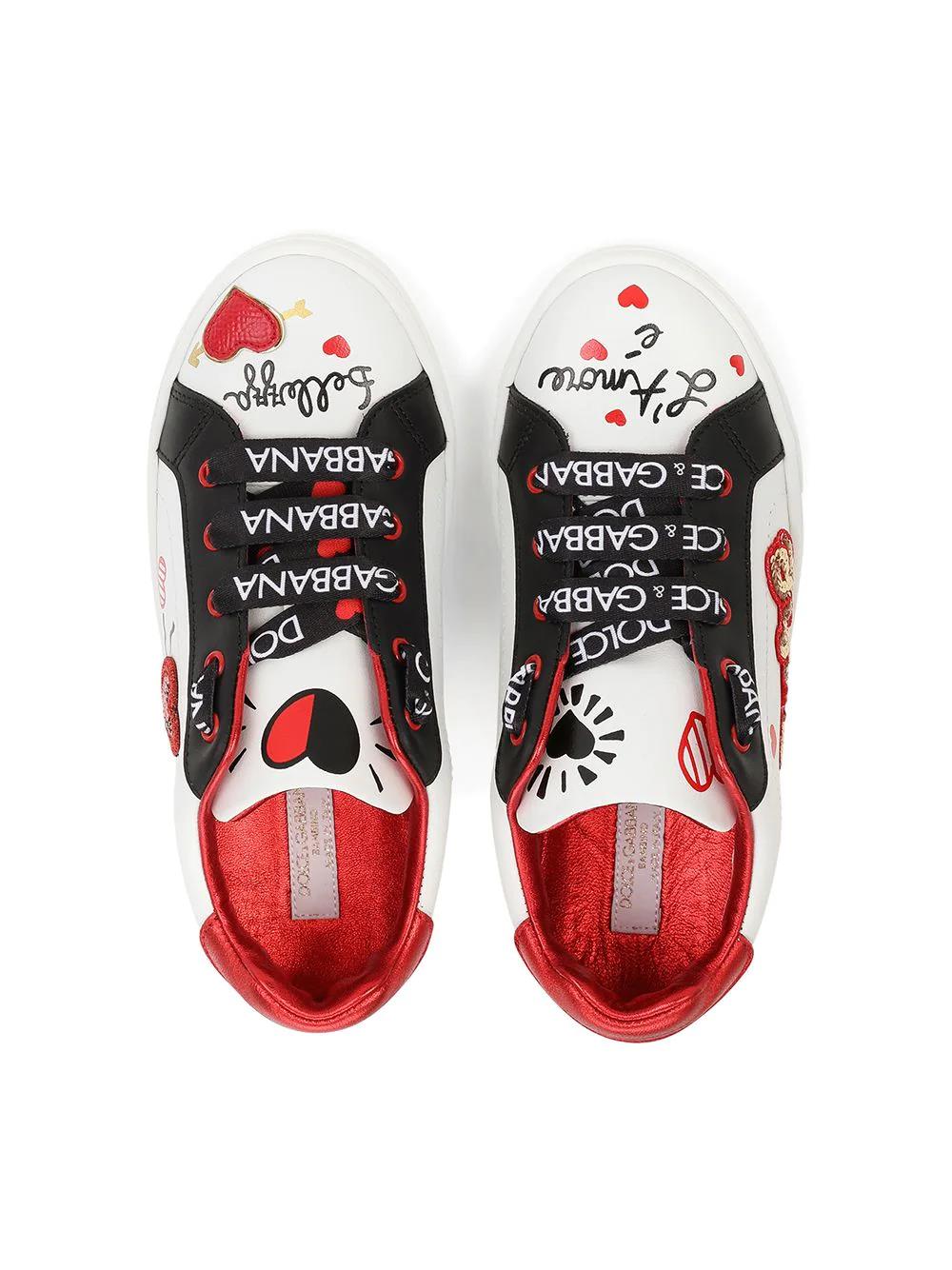 Shop Dolce & Gabbana Sneakers With &quot;love&quot; Print In Bianco