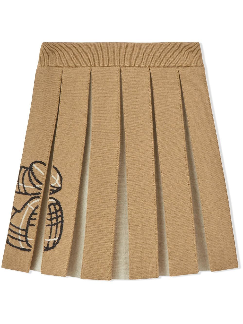 Shop Burberry Pleated Wool Skirt In Beige