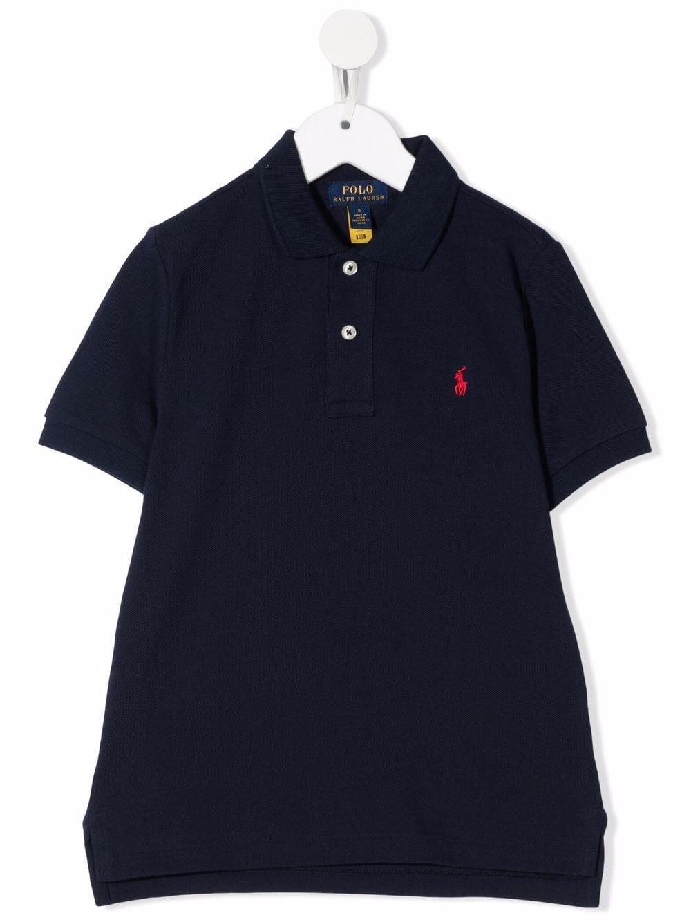 Shop Ralph Lauren Blue Polo With Red Logo