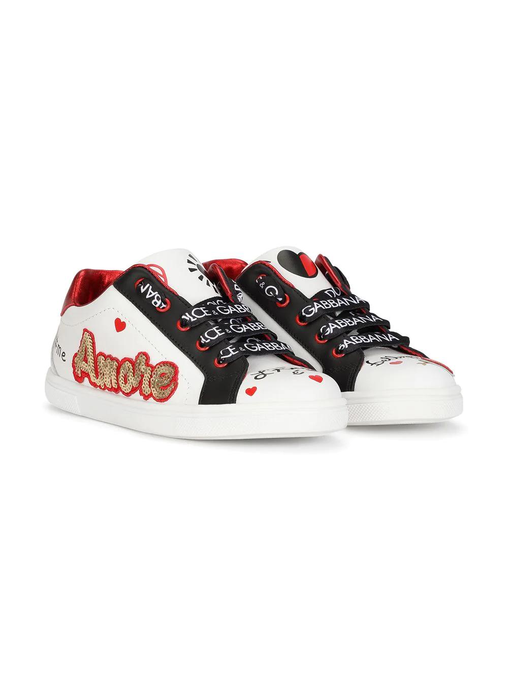 Shop Dolce & Gabbana Sneakers With &quot;love&quot; Print In Bianco