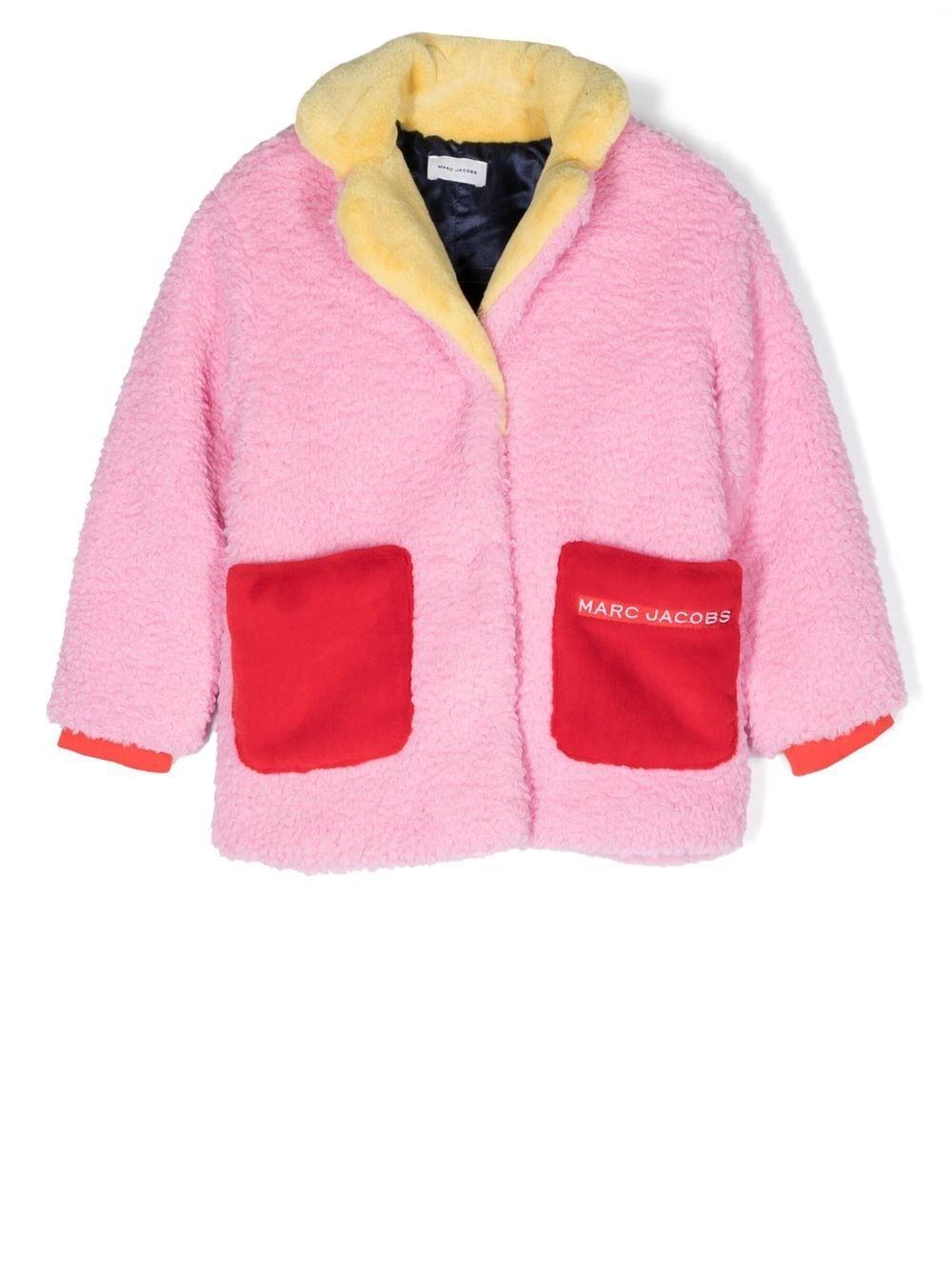 The Marc Jacobs Kids' Pink Coat With Yellow Neck In Rosa