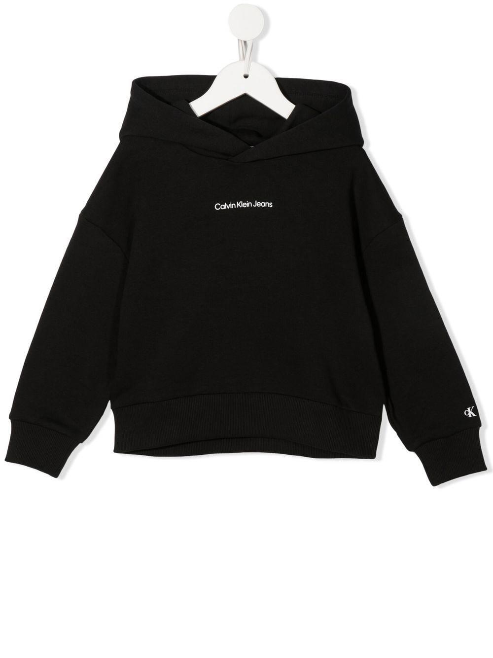 Calvin Klein Junior Kids' Sweatshirt With Logo Print In Nero
