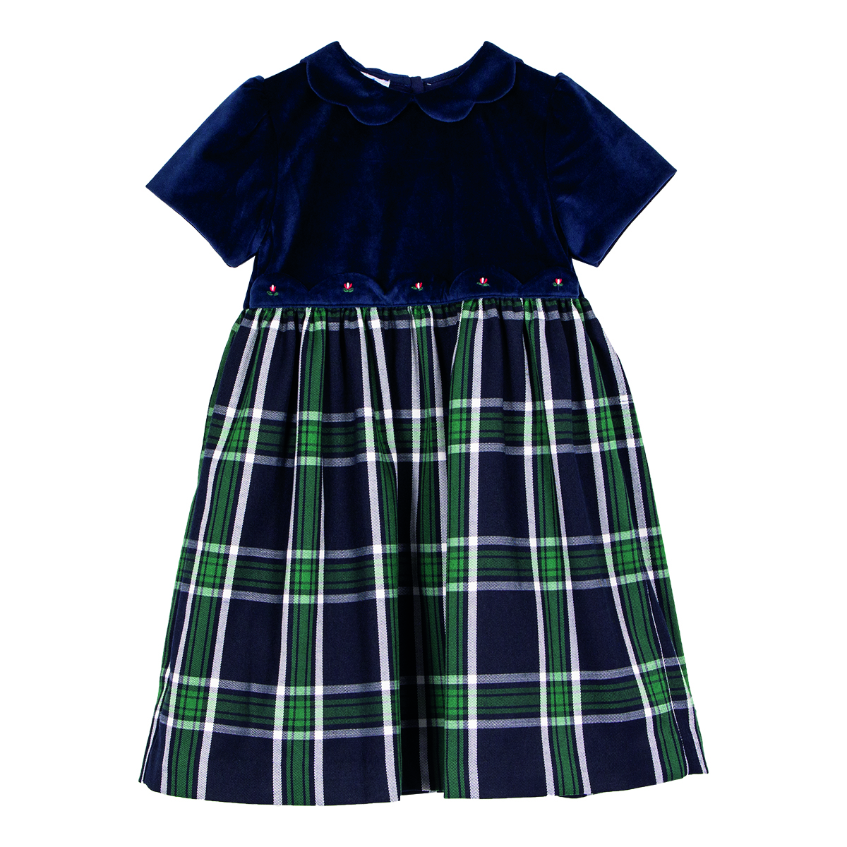 Siola Babies' Dress With Checked Skirt In Blu