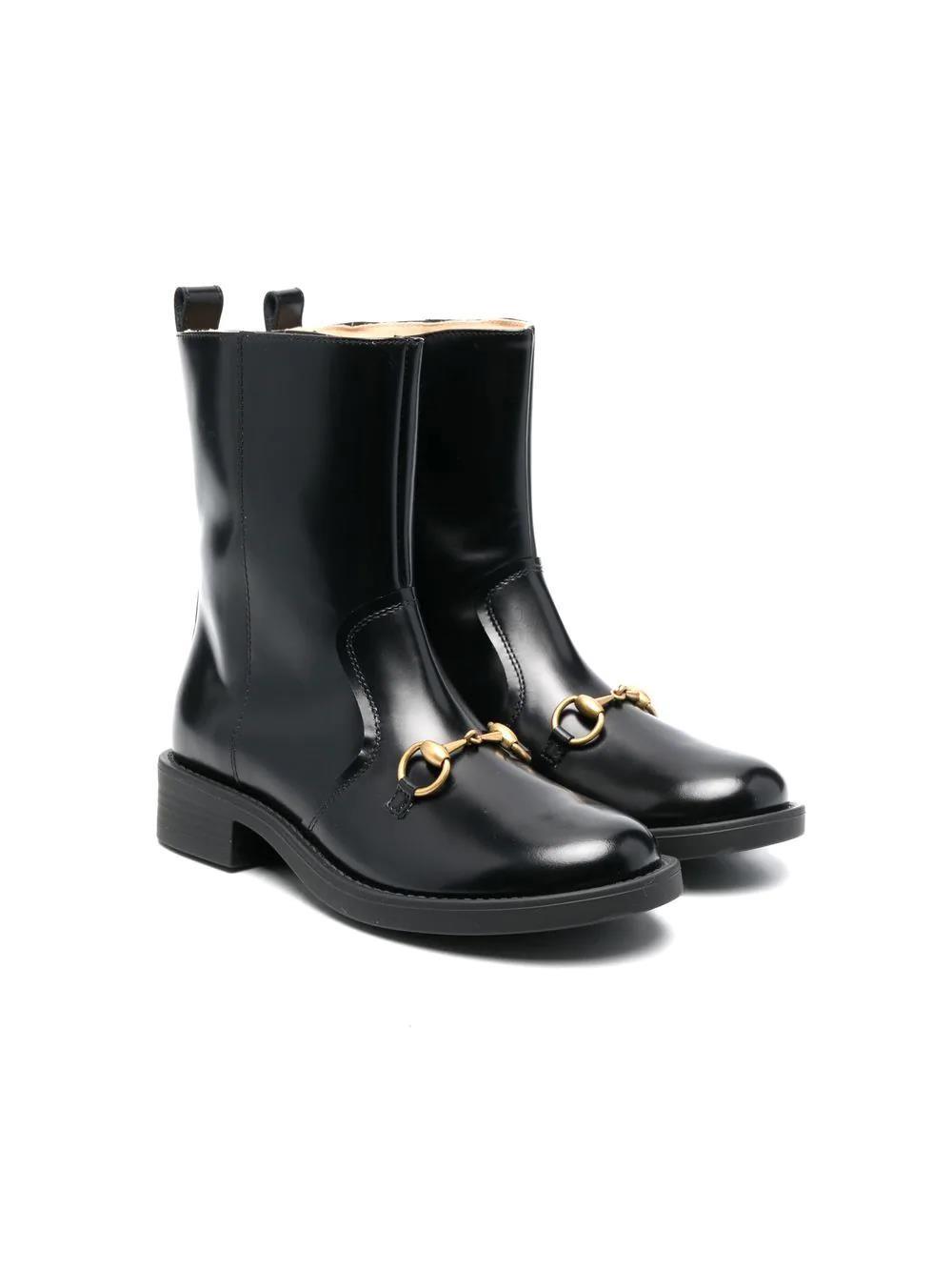 Shop Gucci Boots With Horsebit In Nero