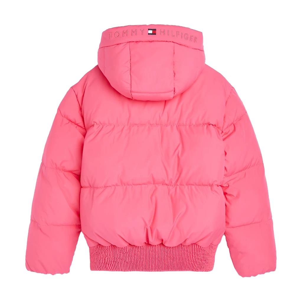 Shop Tommy Hilfiger Junior Padded Jacket With Hood In Rosa