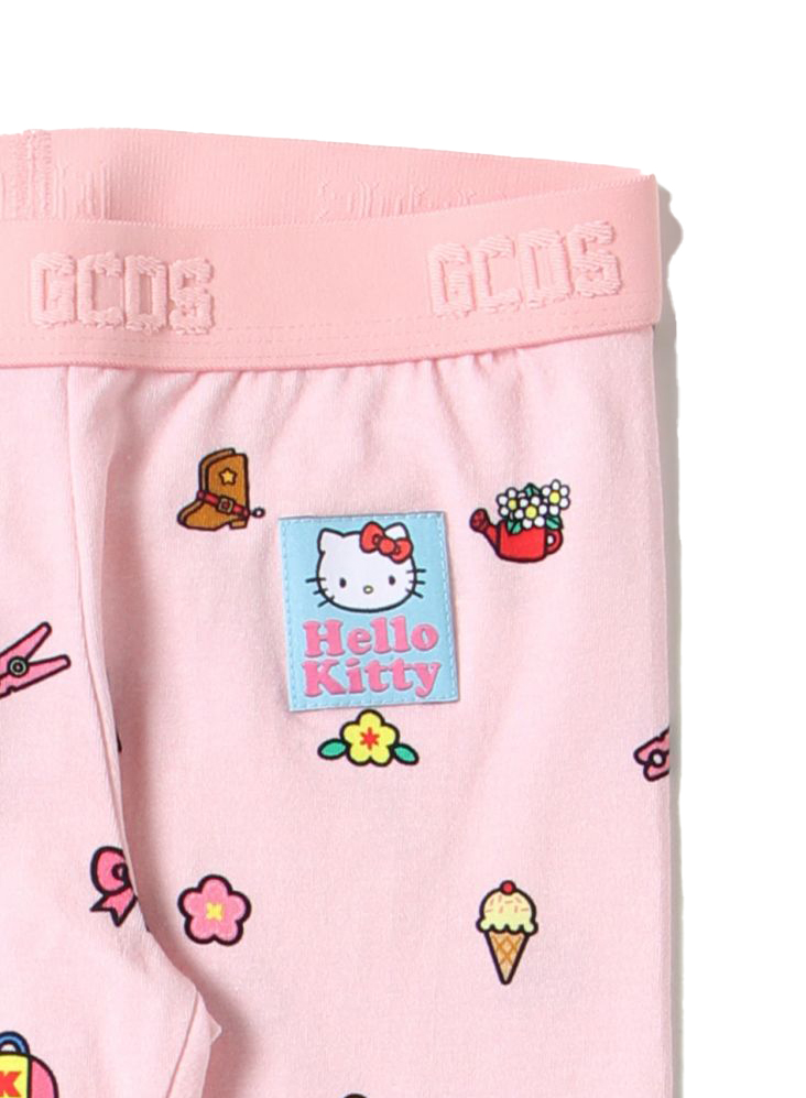 Shop Gcds Mini Leggings With Hello Kitty Print In Rosa