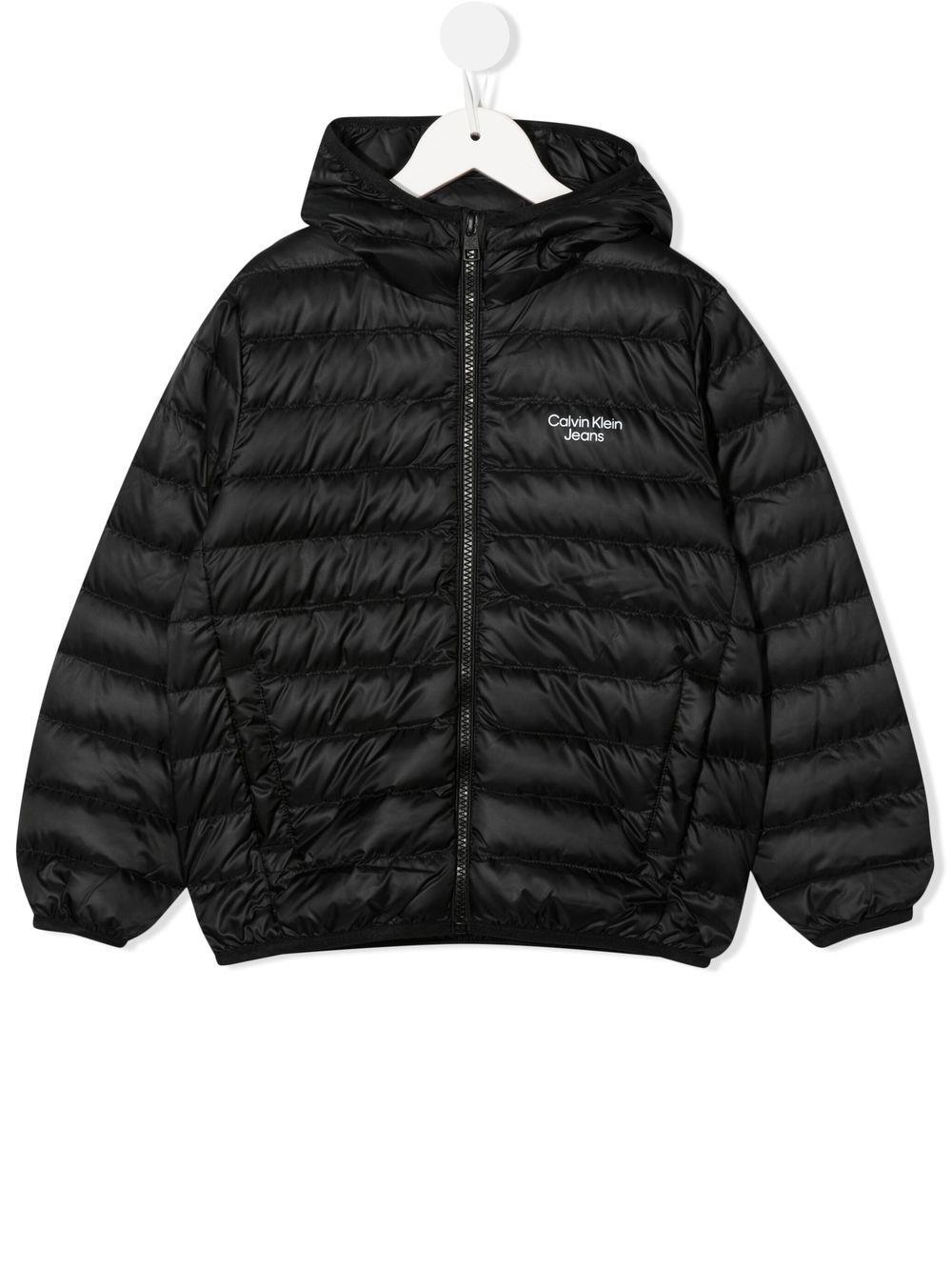 Calvin Klein Junior Kids' Hooded Jacket In Nero