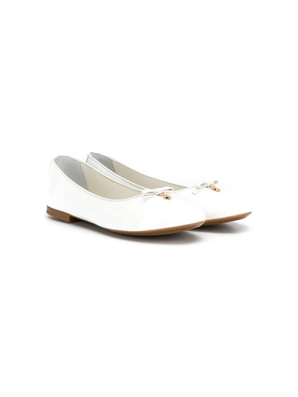 Shop Dolce & Gabbana Patent Ballerinas With Charm In Bianco